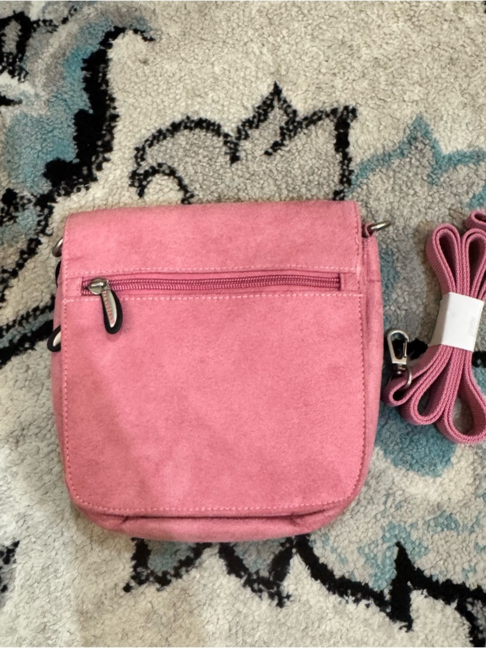 Travelon Pink Suede Crossbody Bag with Adjustable Strap
